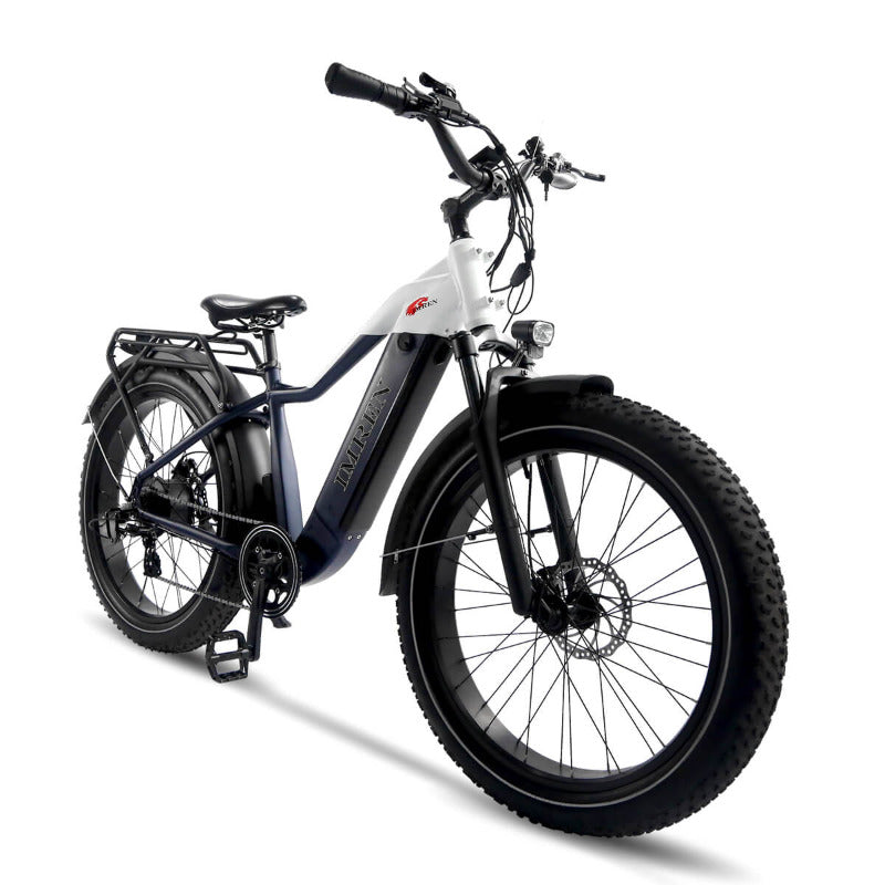 IMREN Sports Fat Tyire Electric e-Bike with Steering Damper (Navy Blue)